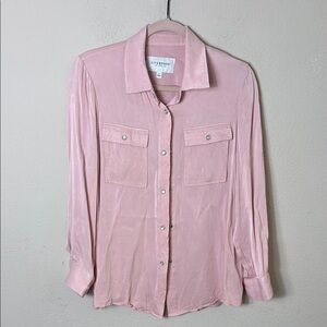 Liverpool Longline Shaket Button Down Shirt Deep Blush Pink Size Small